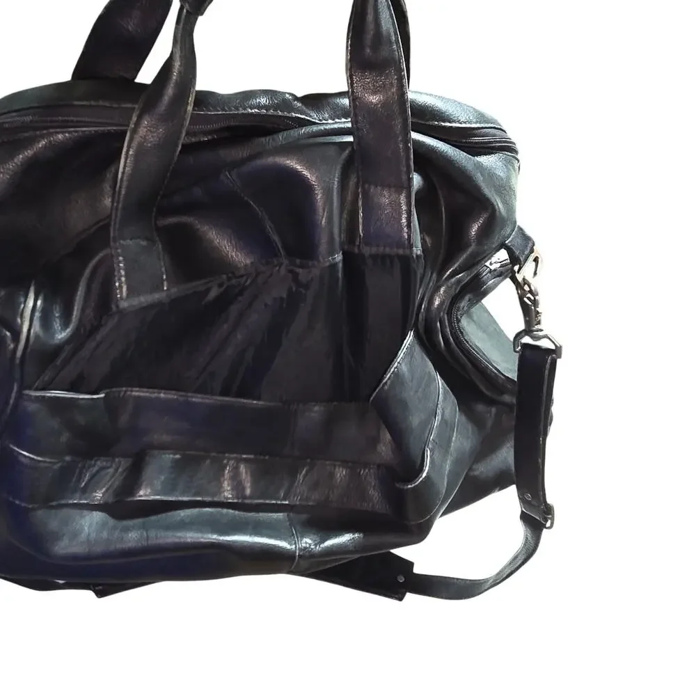 LATICO XXL BLACK LEATHER WEEKENDER BAG